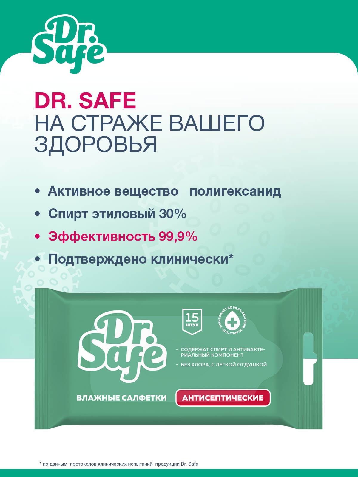DR.SAFE салфетки д\рук Ментол --30