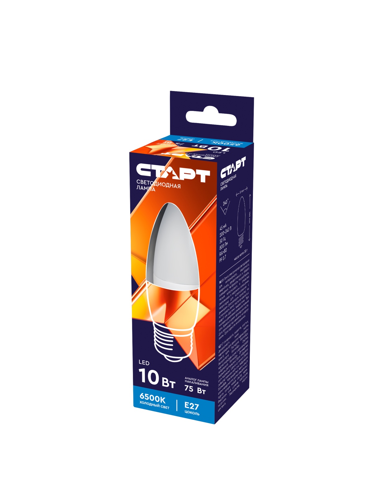 СТАРТ LEDCandleE27 10W 65  WS 10/100