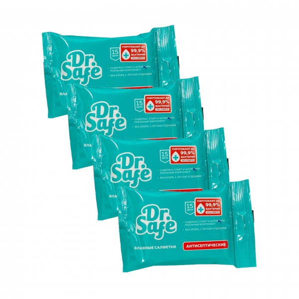 DR.SAFE набор 4 салфетки д/рук Ментол OS 4/32