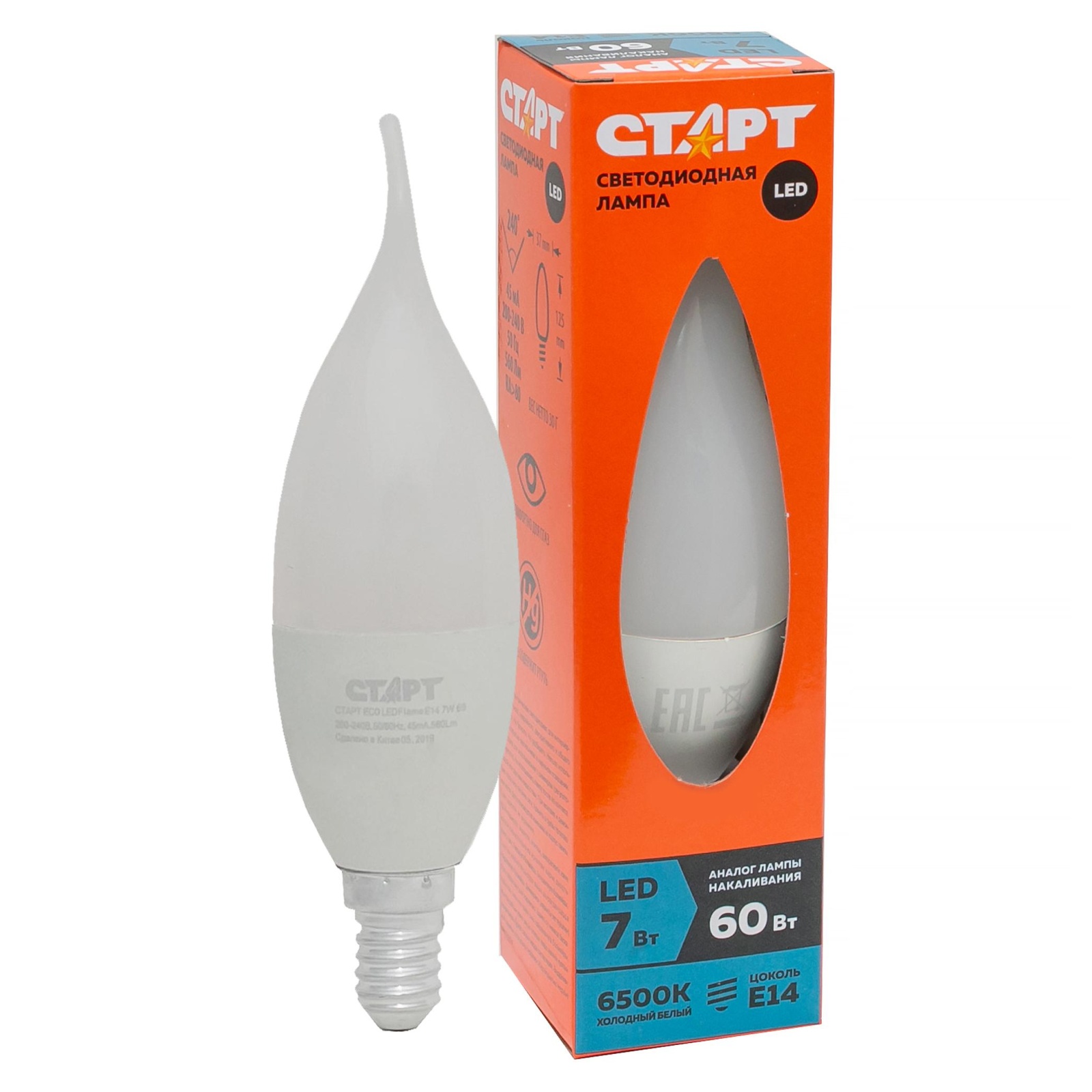 СТАРТ ECO LEDFlameE14 7W 65 10/100