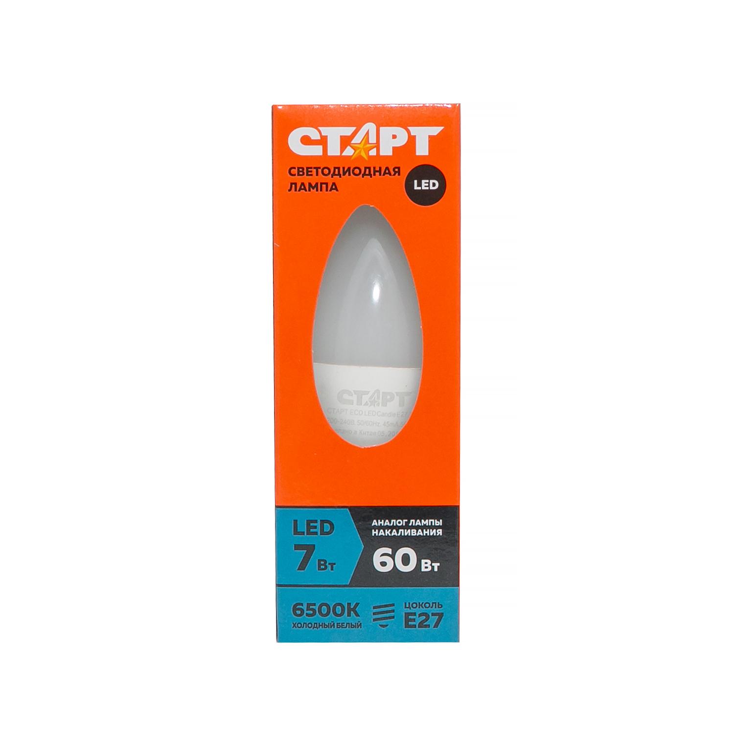 СТАРТ ECO LEDCandleE27 7W 65 10/100