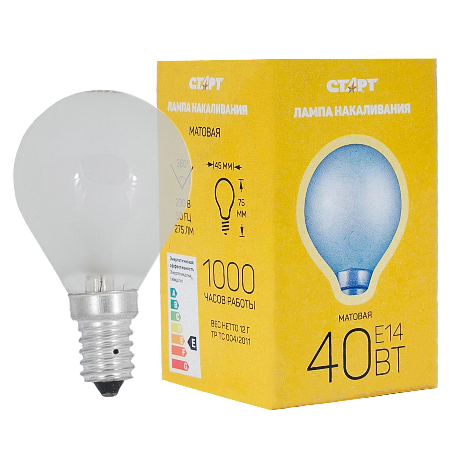 СТАРТ ДШМТ 40Вт Е14 --10/100К