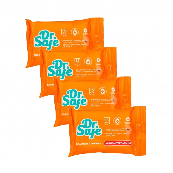DR.SAFE набор 4 салфетки д/рук Ромашка OS 4/32