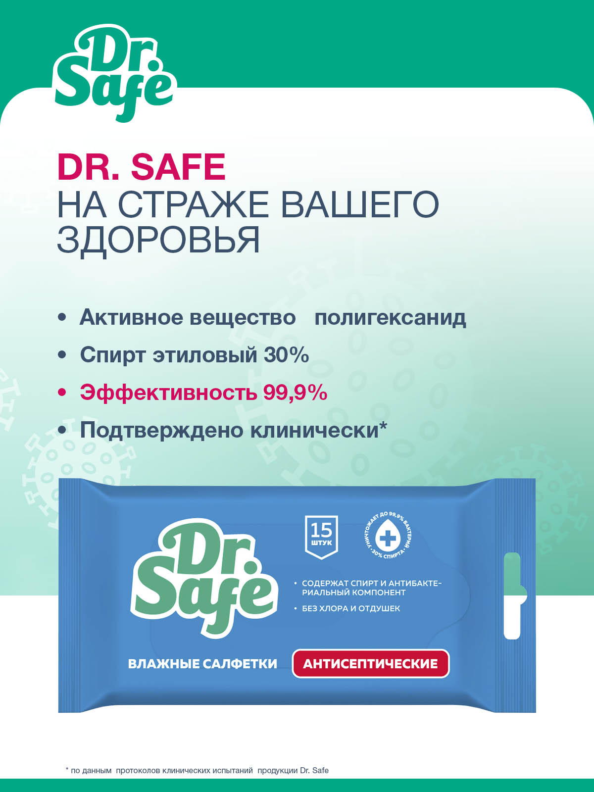 DR.SAFE набор 4 салфетки д/рук без запаха OS 4/32