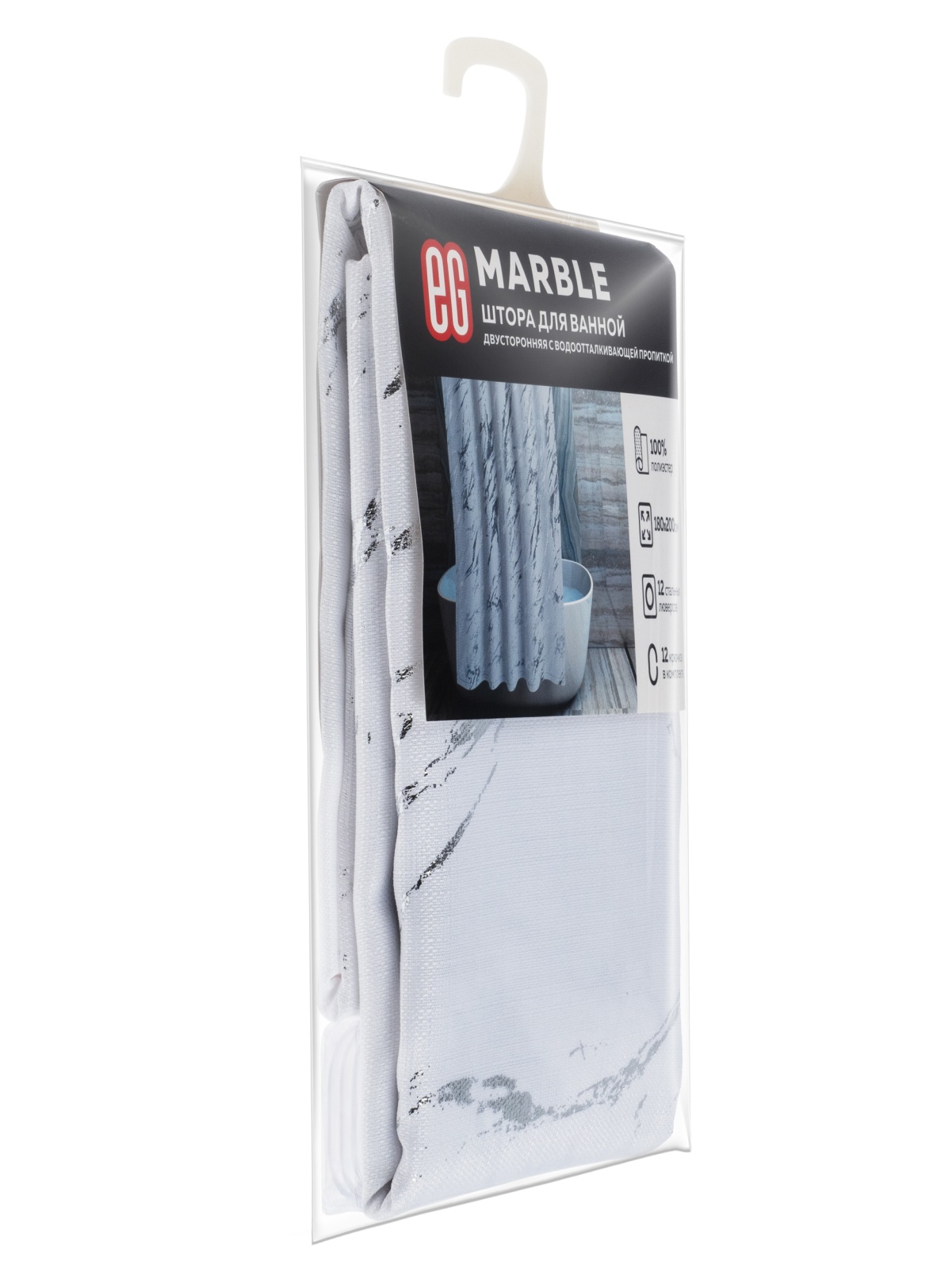 ЕГ Мрамор Штора для ванной белая