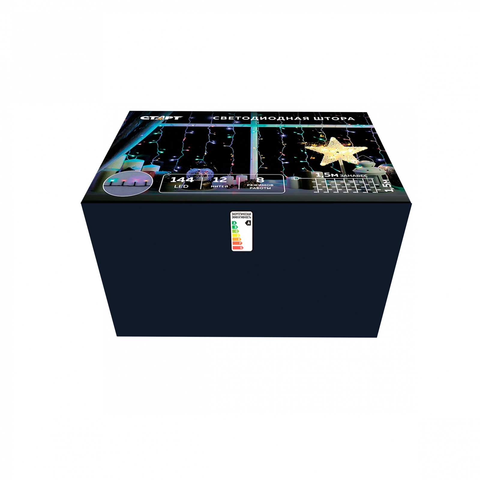 СТАРТ НГ 144LED 220V 8 реж 1,5х1,5м занавес мульти 25/50