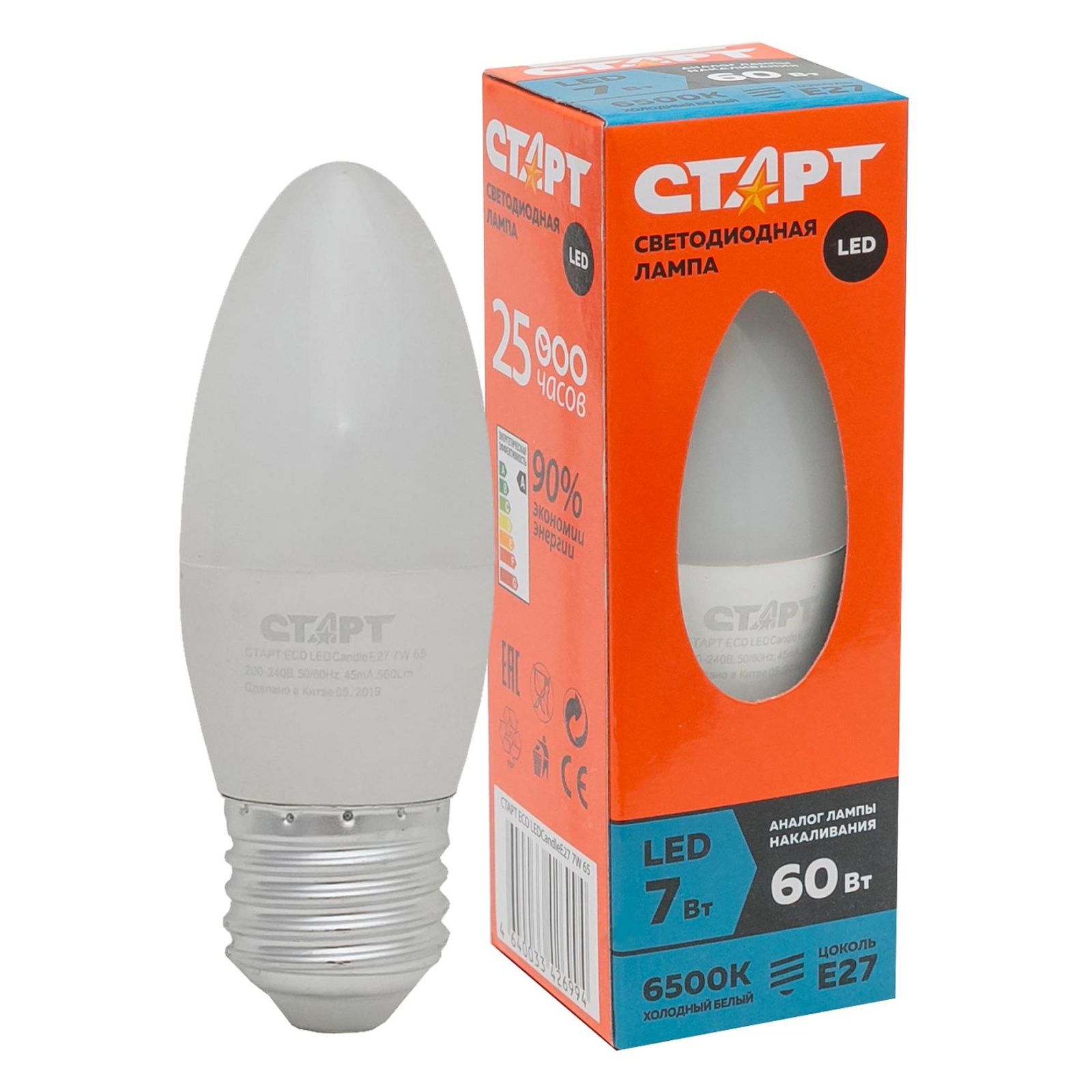 СТАРТ ECO LEDCandleE27 7W 65 10/100