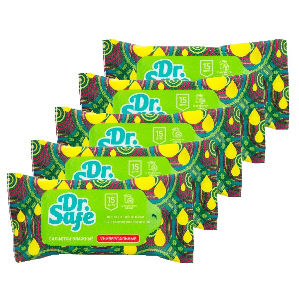DR.SAFE набор 5 уп. салфеток лайм. 15 шт. -- OS 5/40