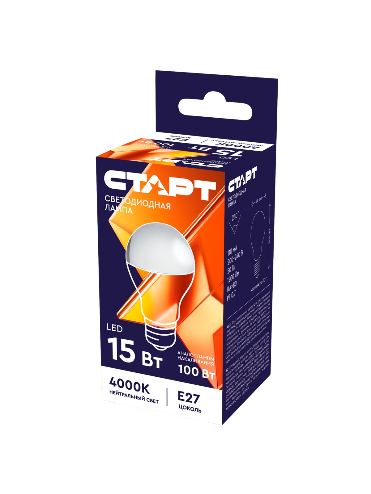 СТАРТ LEDGLSE27 15W 40  WS 10/100