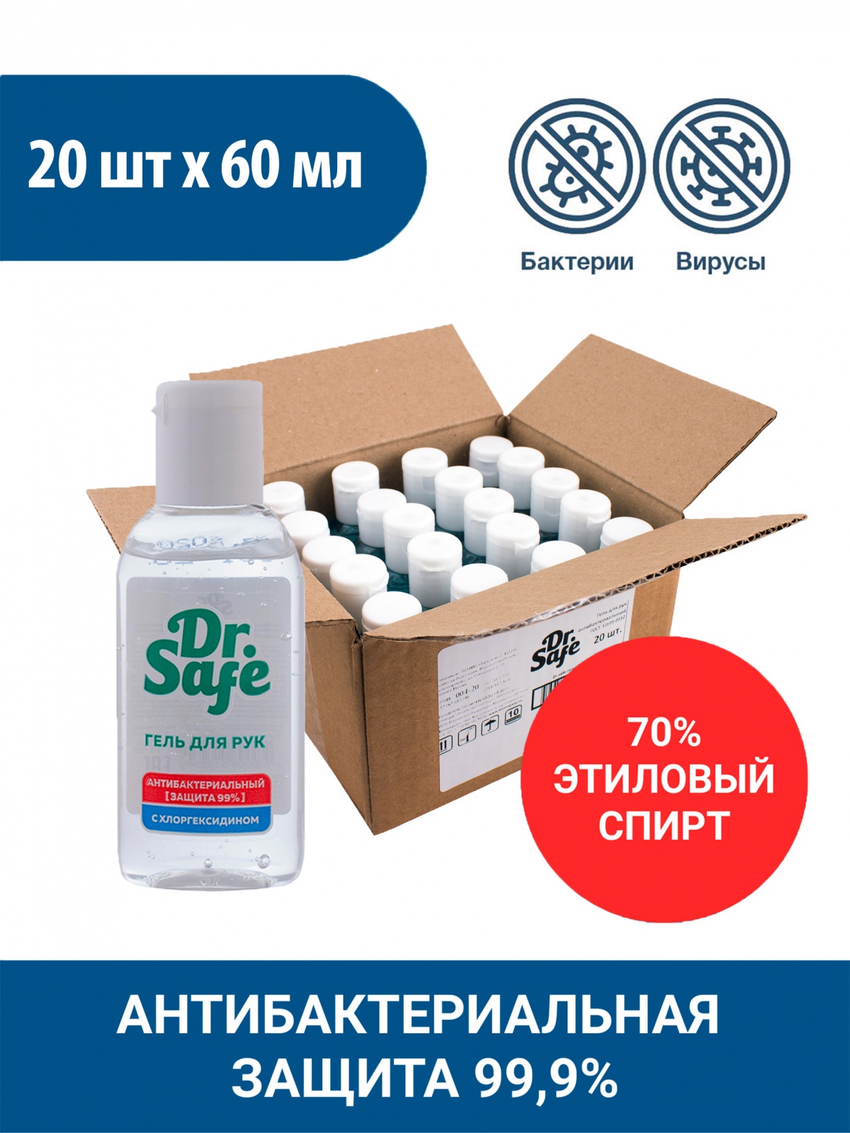 DR.SAFE набор гель д/рук Хлоргексид 60 мл OS --20