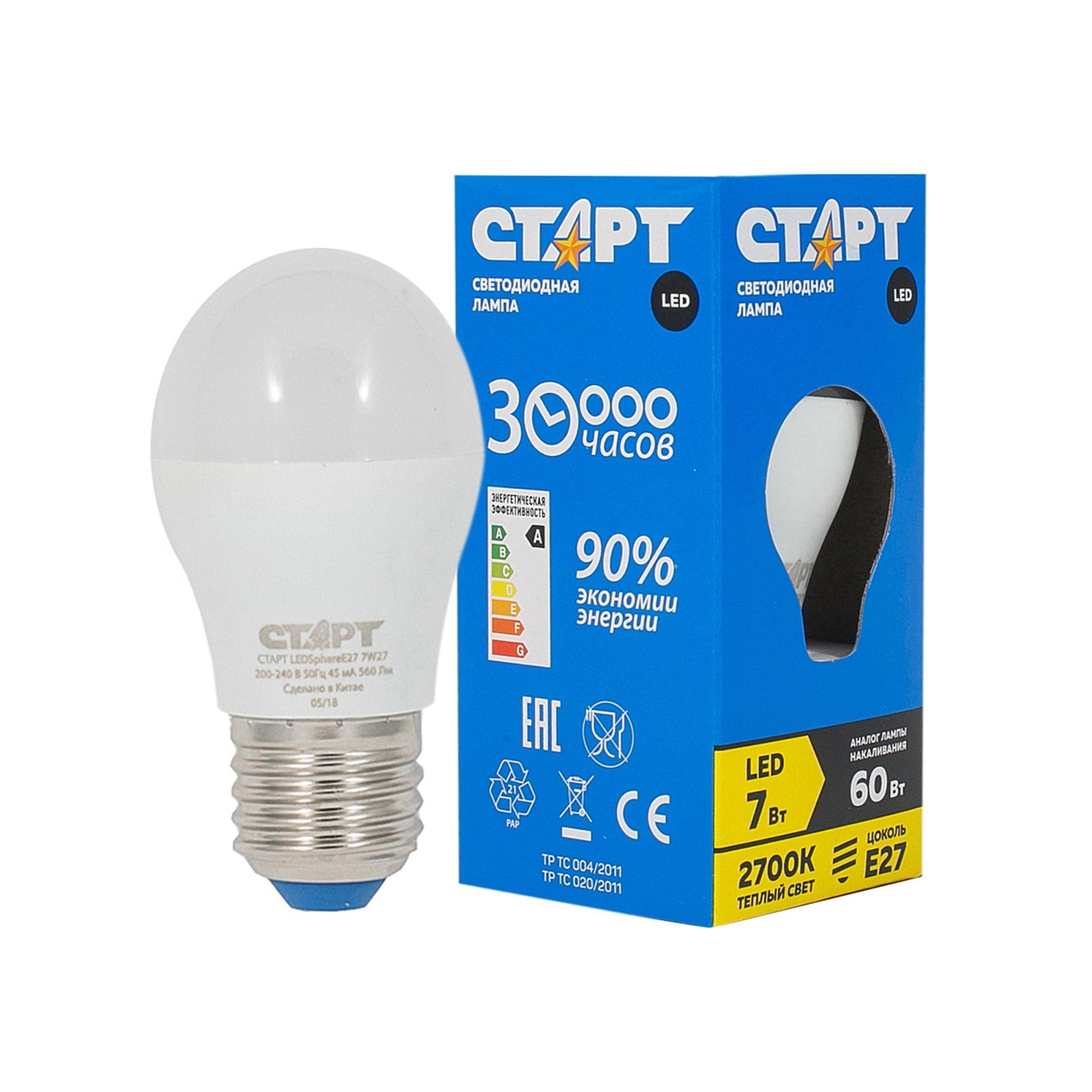 СТАРТ ECO LEDSphereE27 7W 65 10/100