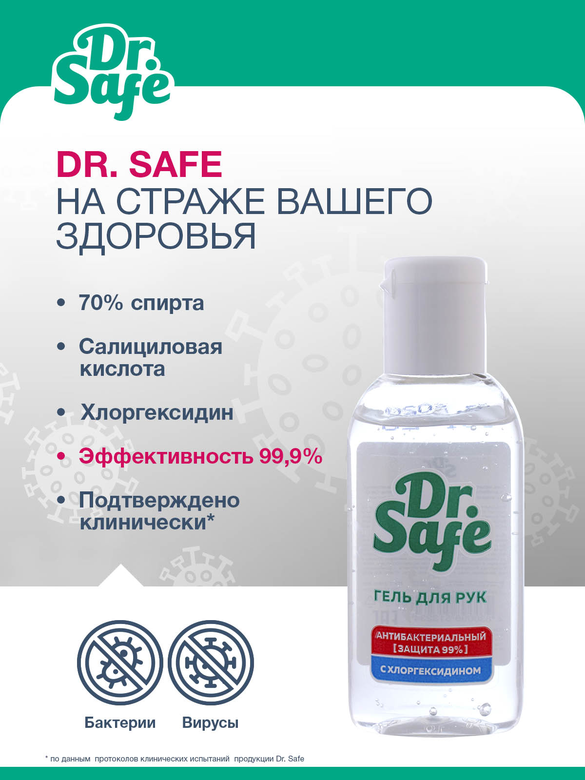 DR.SAFE гель д\рук  Хлоргексид 60мл /20