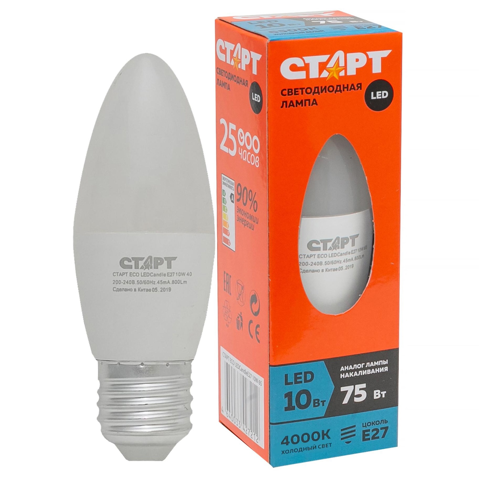 СТАРТ ECO LEDCandleE27 10W 40 10/100