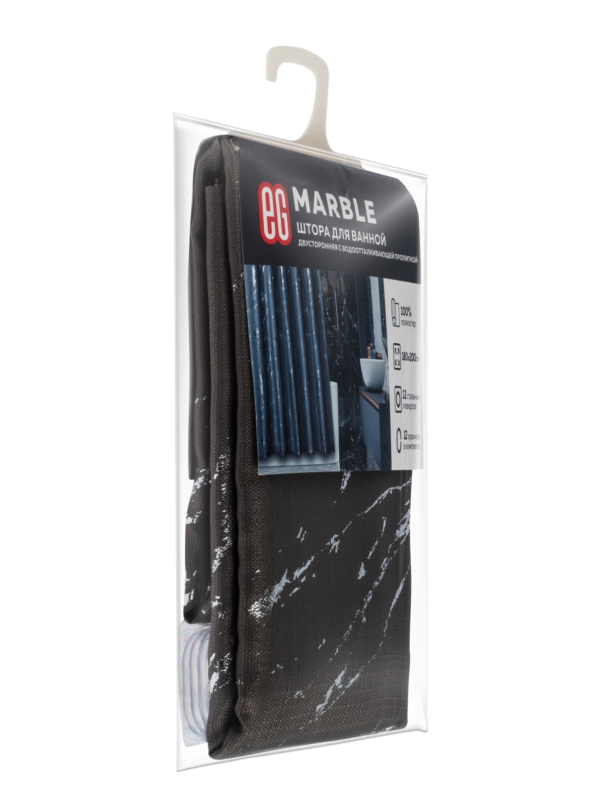 ЕГ Marble Штора для ванной  серая - 12