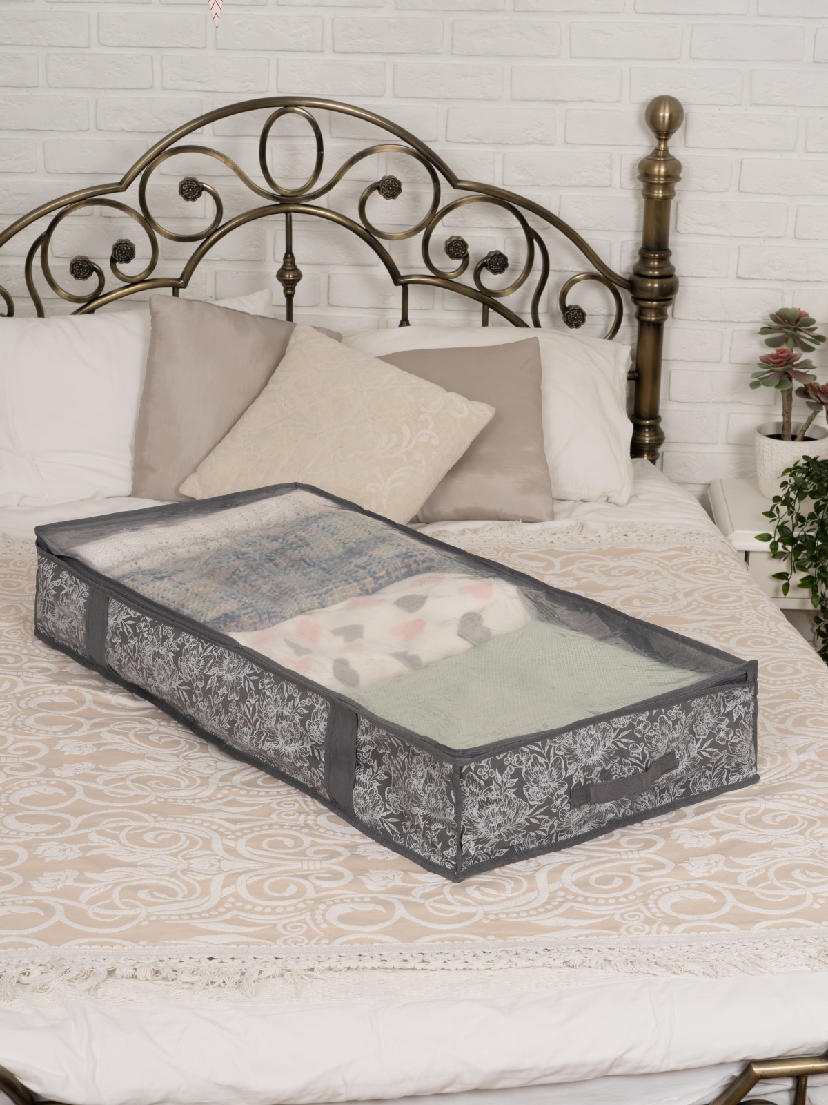 ЕГ Grey Flower Короб подкроватный 100х50х18 см молния - 24