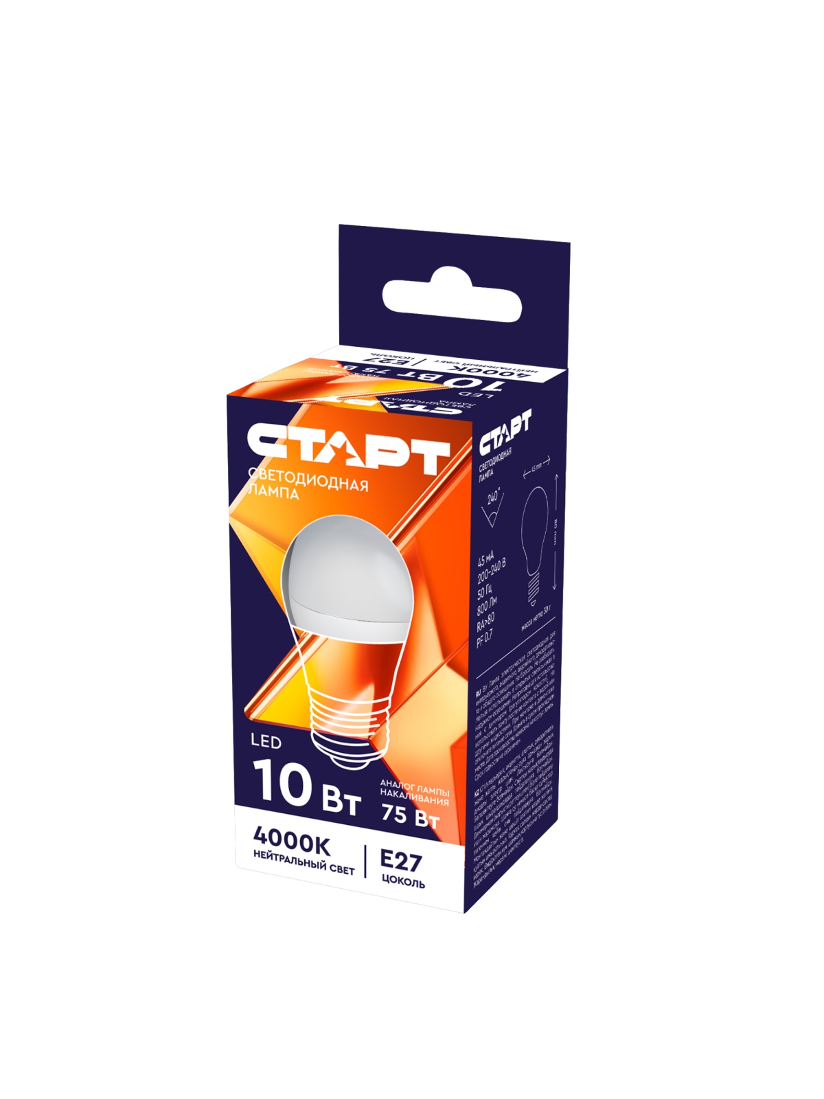 СТАРТ LEDSphereE27 10W 40  WS 10/100