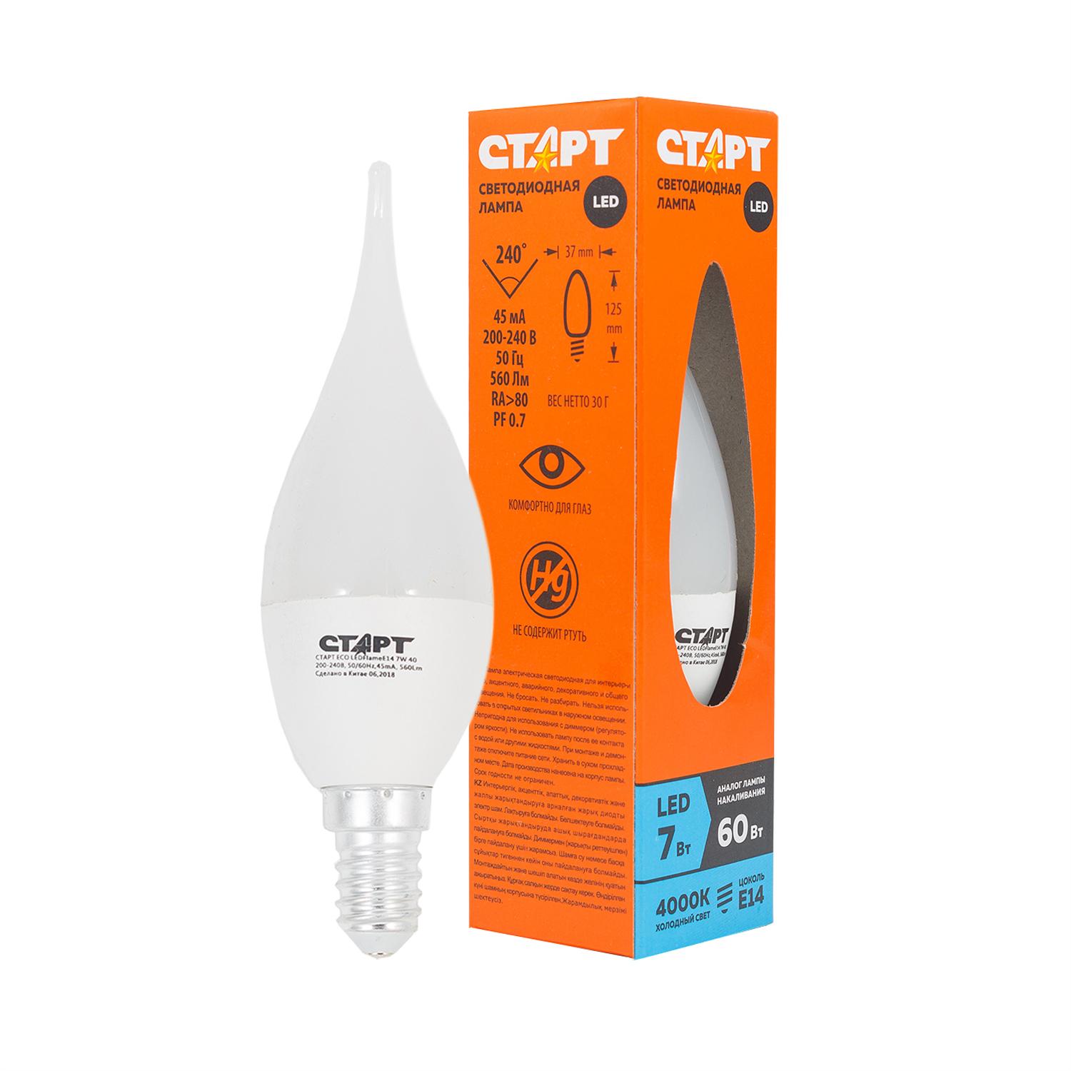 СТАРТ ECO LEDFlameE14 7W 40 10/100