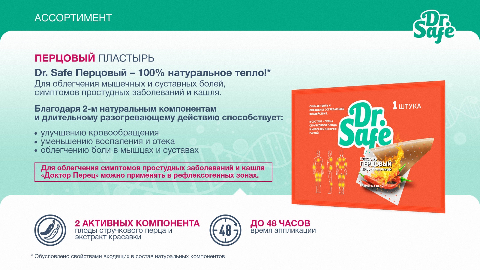 DR.SAFE Пластырь перцовый 6х10см OS(10шт) --10/1250