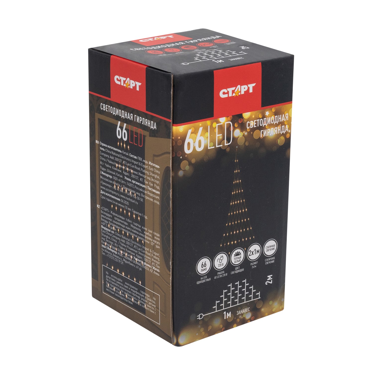 СТАРТ НГ 66LED 1 реж 2х1 м занавес треуг 25/100