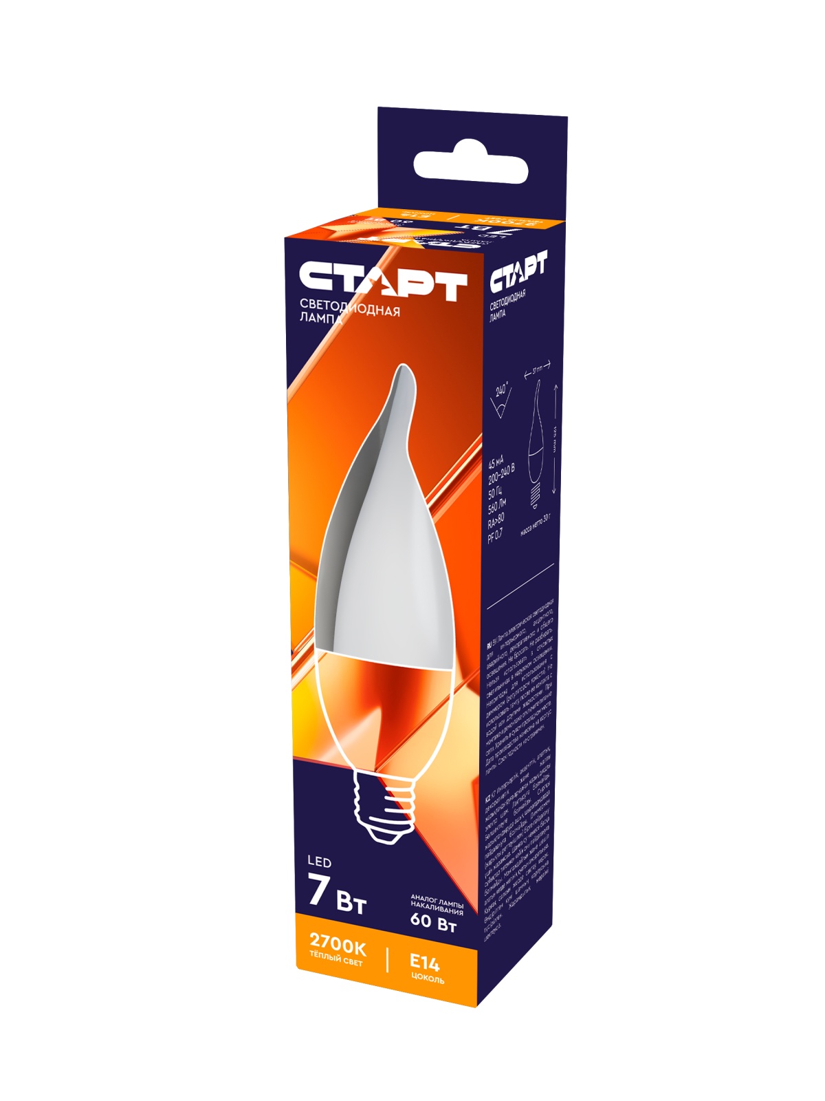 СТАРТ LEDFlameE14 7W 30  WS 10/100