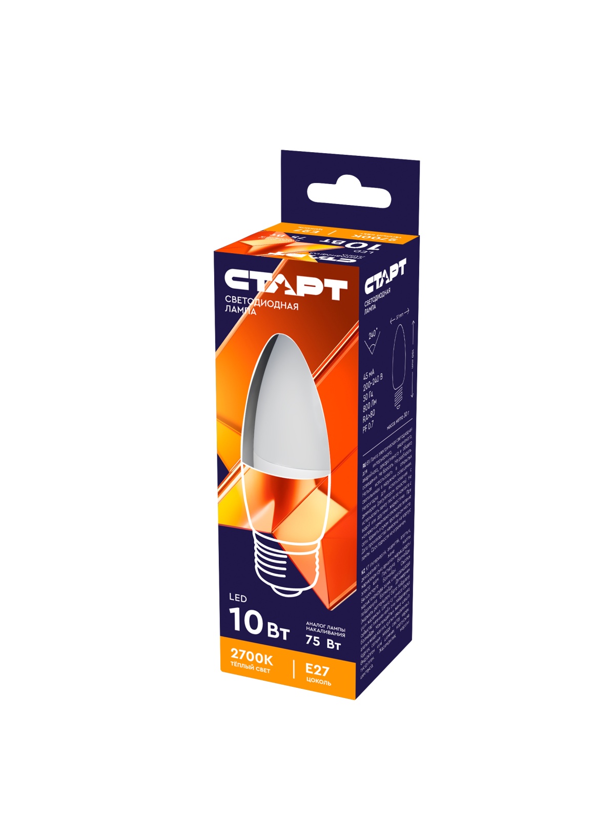 СТАРТ LEDCandleE27 10W 30  WS 10/100