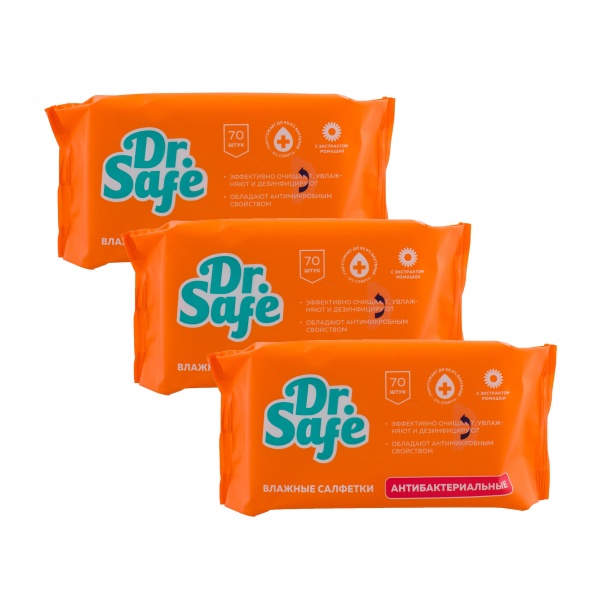 DR.SAFE набор 3 салфетки для рук Ромашка 70 шт. OS 3/12