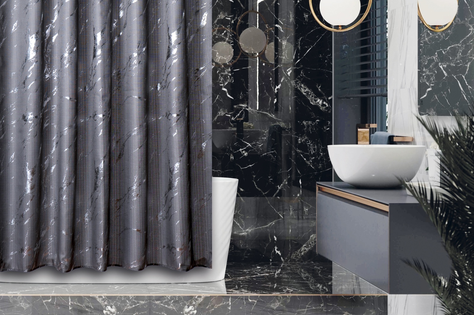 ЕГ Marble Штора для ванной  серая - 12