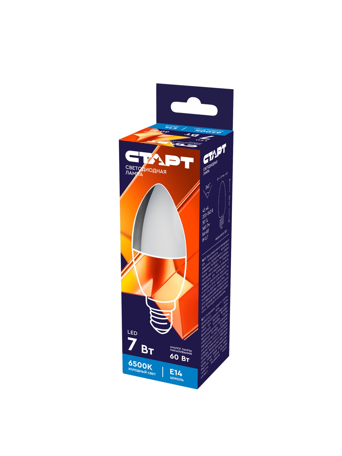 СТАРТ LEDCandleE14 7W 65  WS 10/100