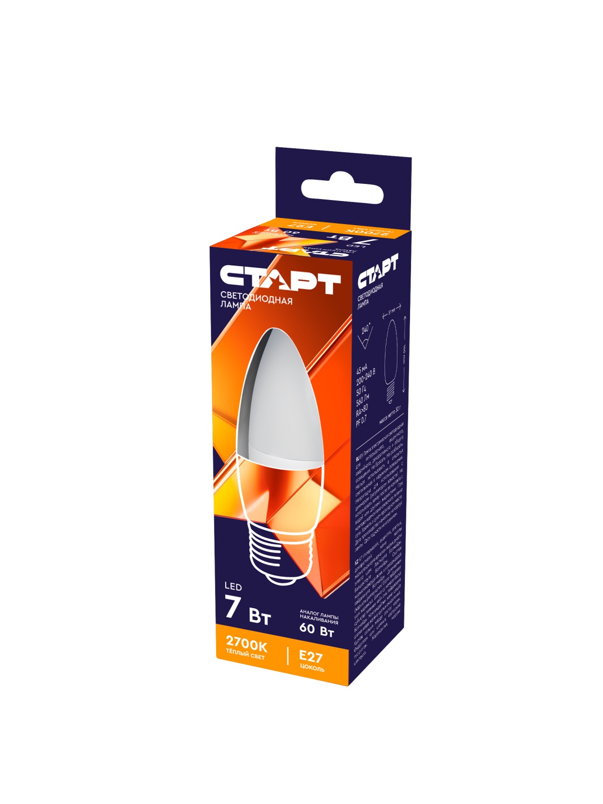 СТАРТ LEDCandleE27 7W 30  WS 10/100