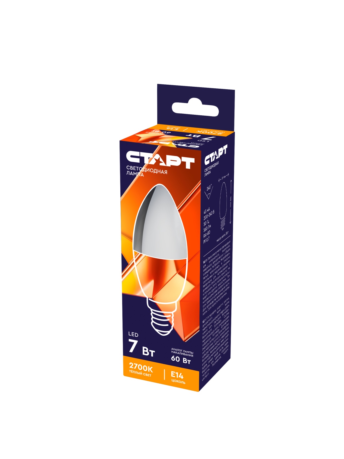СТАРТ LEDCandleE14 7W 30  WS 10/100