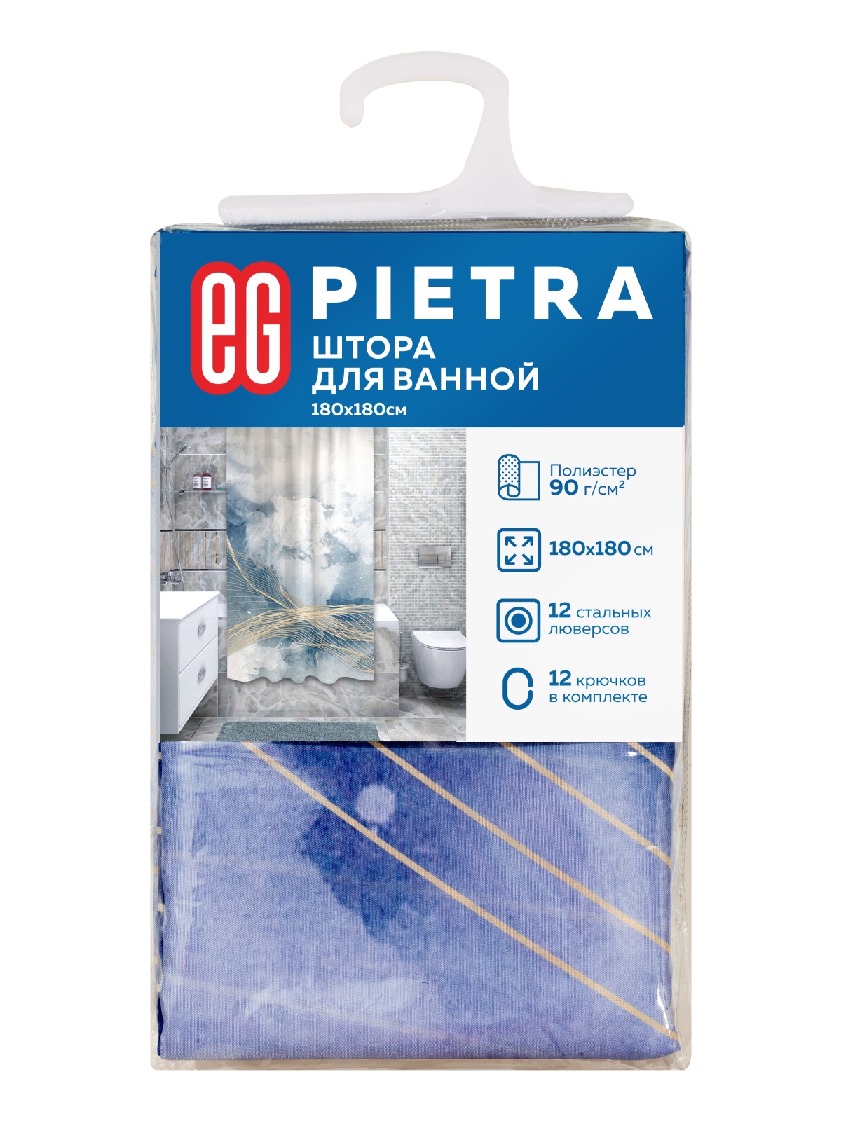 ЕГ Пьетра Штора для ванной 180х180 см