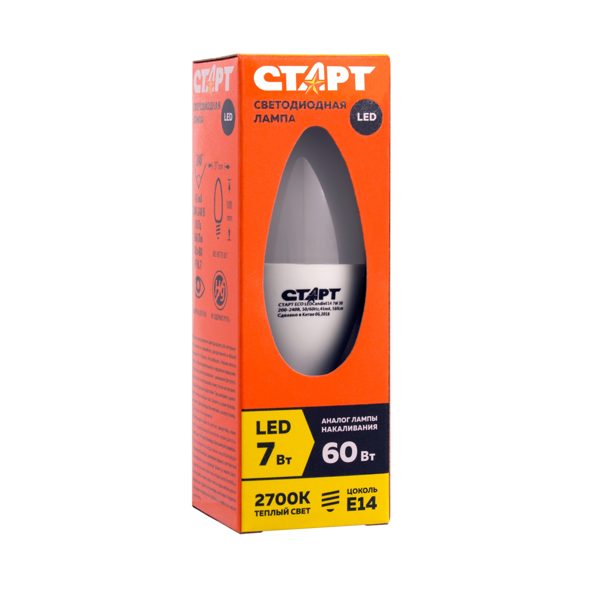 СТАРТ ECO LEDCandleE14 7W 30 10/100