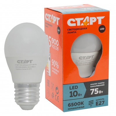 Лампа светодиодная СТАРТ ECO LED Sphere E27 10W 6500К