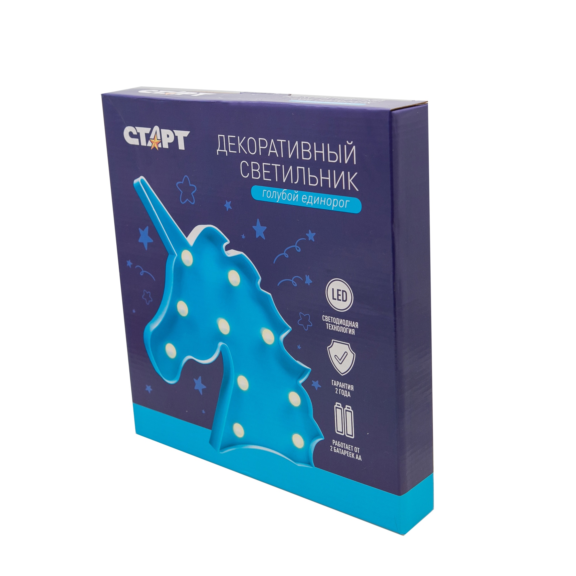 СТАРТ LED единорог голубой --10